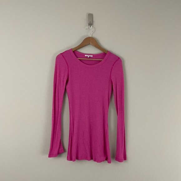 Standard James Perse Pink Ribbed Long Sleeve T-Shirt Size 3 (Large) - Picture 1 of 6